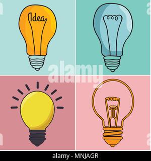 bulbs set creative ideas concept Stock Vector