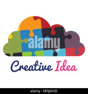 cloud with puzzle pieces creative ideas Stock Vector