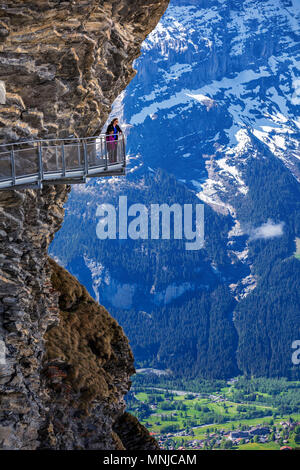 Mountain platform First Cliff Walk by Tissot, Grindelwald, Bernese Oberland, Switzerland Stock Photo