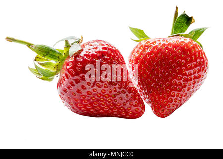Two strawberrys isolated on a white background Stock Photo