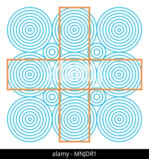 Optical illusion, colorful blocks, different shapes Stock Vector