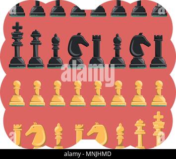 decorative frame with chess pieces pattern over white background ...