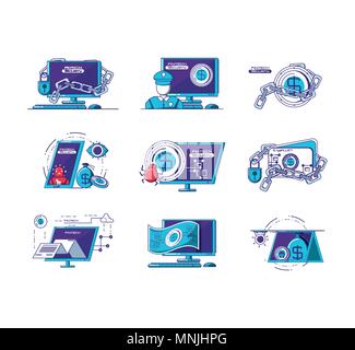 financial technology set icons vector illustration design Stock Vector