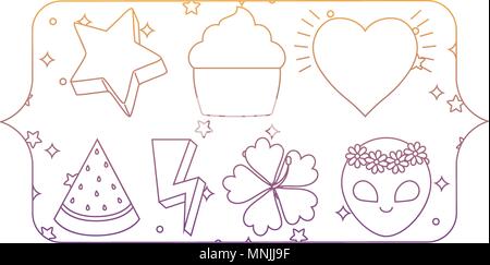 banner with cupcakes and watermelon pattern over white background, vector illustration Stock Vector