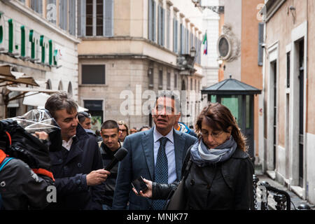 Rome, Italy. 15th May, 2018. Senator Andrea Cioffi of the 5-star movement made statements to the press. on May 15, 2018 in Rome, Italy. Credit: Andrea Ronchini/Pacific Press/Alamy Live News Stock Photo