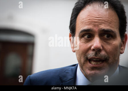 Rome, Italy. 15th May, 2018. The group leader of the Democratic Party's Senate, Andrea Marcucci, makes statements to the press on May 15, 2018 in Rome, Italy. Credit: Andrea Ronchini/Pacific Press/Alamy Live News Stock Photo