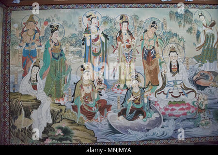 Artwork inside Dafo Temple, dating from 1100, Zhangye, Gansu, China