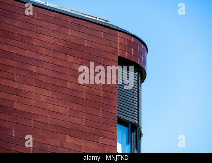 Wolfsburg, lower saxony, germany, May 5, 2018:Detail of the rounded corner of a large building, abstract, germany Stock Photo