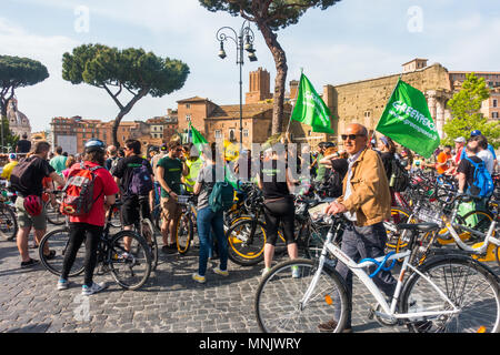 Group of cyclists in Rome Italy Stock Photo