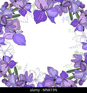 Romantic frame with orchids. Blank square template Stock Vector