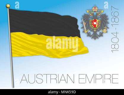 Austrian Empire historical flag and coat of arms, Austria, 1804-1867 Stock Vector