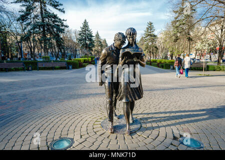 Krasnodar, Russia - April 06, 2018: monument Shurik and Lida in the center of Krasnodar. Alexander Boulevard Stock Photo