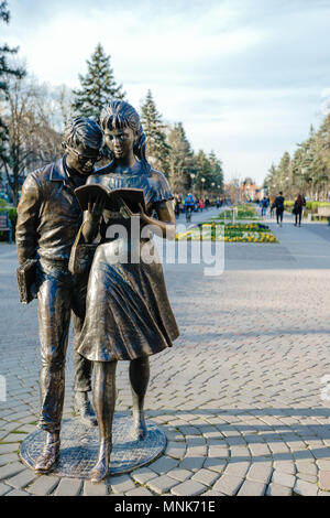 Krasnodar, Russia - April 06, 2018: monument Shurik and Lida in the center of Krasnodar. Alexander Boulevard Stock Photo