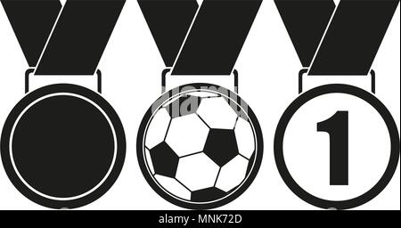 Black and white award medal silhouette set. Stock Vector