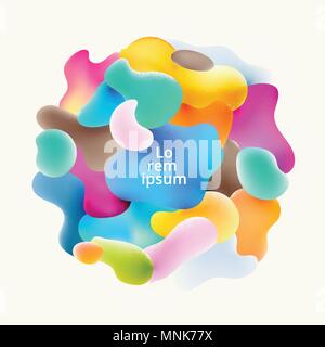 Abstract fluid colorful bubbles shapes overlap on white background. Vector illustration Stock Vector