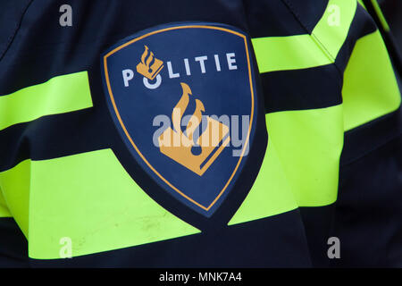 Amsterdam, Netherlands-december 26, 2015: Badge on a uniform of a dutch police officer Stock Photo