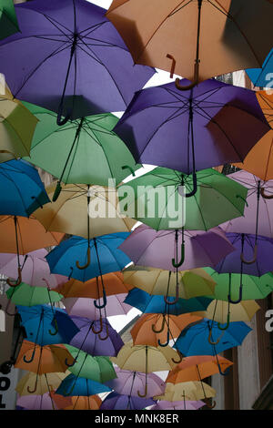 paris, france-june 16, 2016: Umbrellas in a street in Paris, France Stock Photo