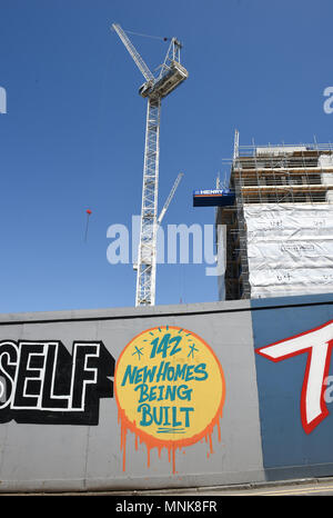 New homes being built at the Circus Street new homes and retail development in Brighton city centre UK by Henry Construction Company Stock Photo