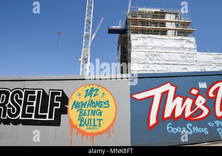New homes being built at the Circus Street new homes and retail development in Brighton city centre UK by Henry Construction Company Stock Photo