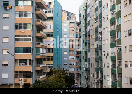 Apartment blocks in Cacilhas, Lisbon, Portugal. Stock Photo