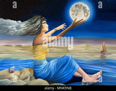 Original oil on canvas painting depicting Mother Nature addressing