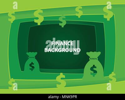 Finance 3D abstract background with paper cut shapes Stock Vector