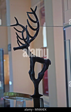 At Ankara, Turkey , On  August/03/2010  - Hittite bronze sculpture representing a deer, ceremonial symbol coming from Alacahöyük 2200-2000 BC in the m Stock Photo