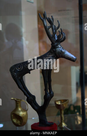 At Ankara, Turkey , On  August/03/2010  - Hittite bronze sculpture representing a deer, ceremonial symbol coming from Alacahöyük 2200-2000 BC in the m Stock Photo