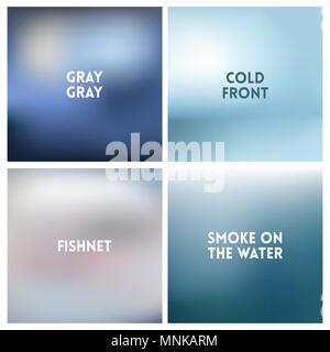 Abstract vector silvery gray white blurred background set Stock Vector