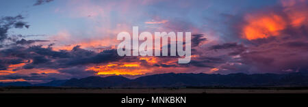 Red sunset sky New Zealand South Island Stock Photo