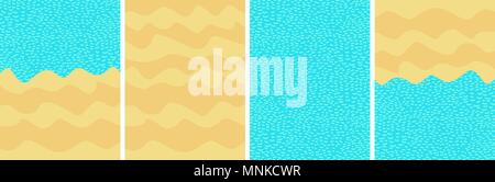 wavy beach sand and blue sea. summer background for posters. set. Wallpaper Stock Vector