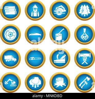 Timber industry icons set, simple style Stock Vector