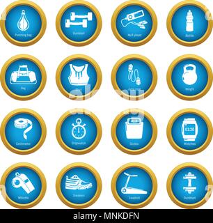 Gym sport icons set, simple style Stock Vector