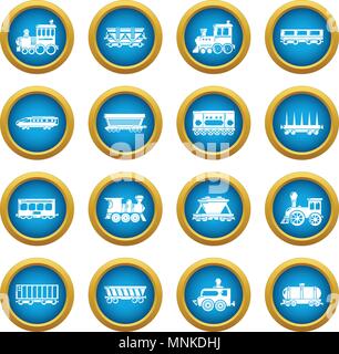 Railway carriage icons set, simple style Stock Vector