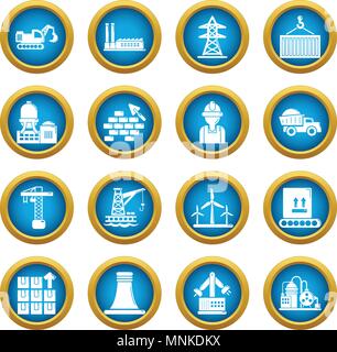 Industry icons set, simple style Stock Vector