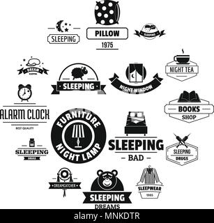 Sleep logo icons set, simple style Stock Vector
