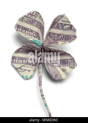 Hundred Dollar Four Leaf Clover Isolated on a White Background. Stock Photo