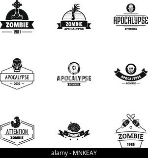 Zoombie logo set, simple style Stock Vector