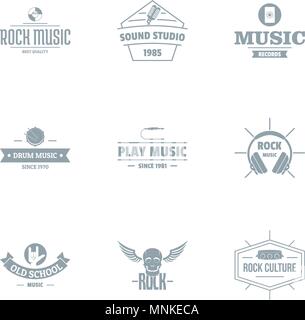 Music skill logo set, simple style Stock Vector