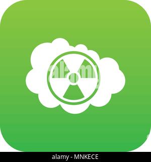 Cloud and radioactive sign icon digital green Stock Vector