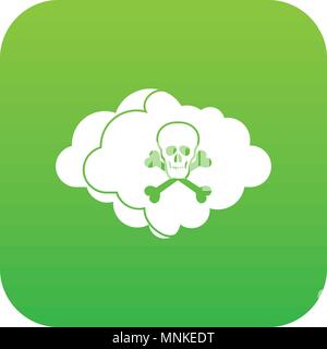 Cloud with skull and bones icon digital green Stock Vector