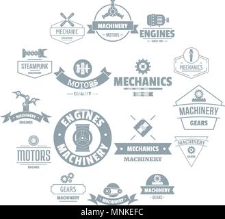 Mechanics logo icons set, simple style Stock Vector
