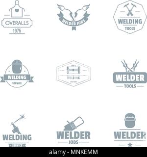 Welding unit logo set, simple style Stock Vector