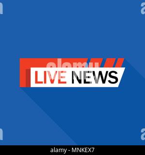 Live news logo, flat style Stock Vector