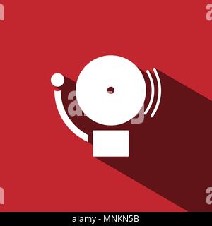 Alarm icon with shade on a red background. Vector illustration Stock Vector