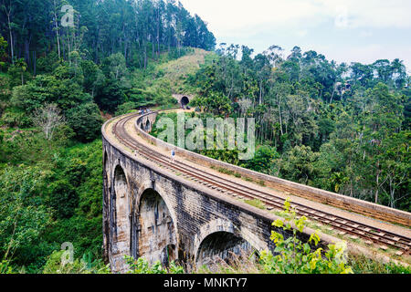 Spectacular view over Nine Arches bridge in Demodara one of the iconic landmarks in Sri Lanka Stock Photo