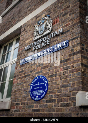 Metropolitan Police Marine Policing unit building alongside the river Thames, London, UK. Stock Photo