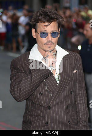 Johnny Depp arrives for the 'Late Show with David Letterman' at Ed Sullivan Theater on June 25, 2013 in New York City. Stock Photo