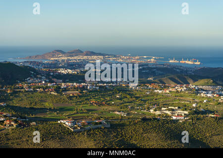 Sunset view on Las Palmas from Pico de Bandama, Gran Canaria, Canary islands, Spain Stock Photo