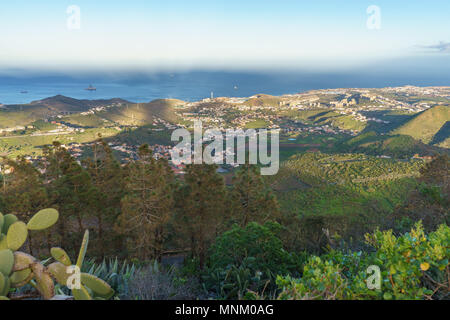 Sunset view from Pico de Bandama to the north-east coast of Gran Canaria, Canary islands, Spain Stock Photo